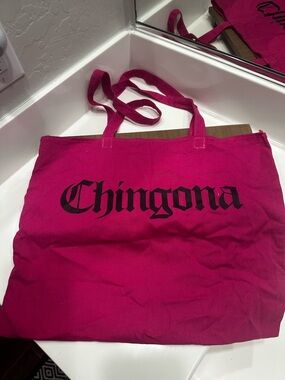 Chingona Pink Canvas Tote Bag - Bold Black Lettering